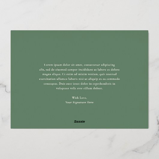 グリーン素朴ジンガムモダンクリスマス 箔シーズンカード (裏面)