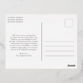 グリーン素朴ジンガムモダンクリスマス 箔シーズンポストカード (裏面)