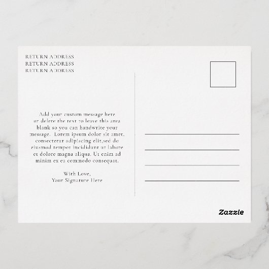 グリーン素朴ジンガムモダンクリスマス 箔シーズンポストカード (裏面)