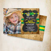 グリーン素朴トラクター誕生日写真 招待状
