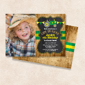 グリーン素朴トラクター誕生日写真 招待状