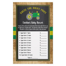 グリーン素朴トラクター赤ちゃんシャワー推定価格ゲーム