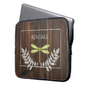 グリーン素朴トンフライパーソナライズされたラップトップスリーブ ラップトップスリーブ (正面左)