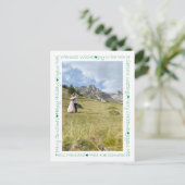 グリーン素朴ハートとクリスマスワード2写真縁ど ポストカード (スタンド正面)