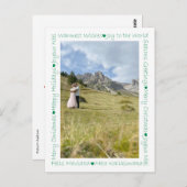 グリーン素朴ハートとクリスマスワード2写真縁ど ポストカード (正面/裏面)