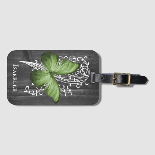グリーン素朴バタフパーソナライズされたラゲッジタグ ラゲッジタグ (正面横)