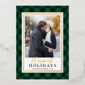 グリーン素朴バッファロープライド最も幸せな休日の写真 箔シーズンカード (正面)