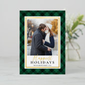 グリーン素朴バッファロープライド最も幸せな休日の写真 箔シーズンカード (立ち正面)