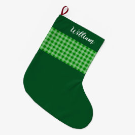 グリーン素朴バッファロープレイパーソナライズされたド ラージクリスマスストッキング