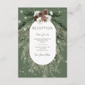 グリーン素朴パインウィンタースパークル披露宴結婚ズ エンクロージャーカード (正面)