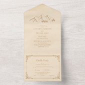 グリーン素朴パインウッズマウンテンスケッチ結婚ズ オールインワン招待状 (内側)