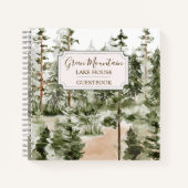 グリーン素朴フォレストキャビンレイクハウスゲストブック ノートブック (正面)