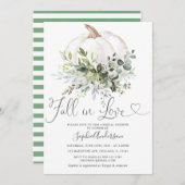 グリーン素朴フローラ秋インラブブライダルシャワー 招待状 (正面/裏面)