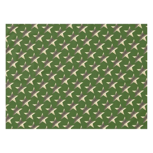 グリーン素朴ブラウンスターズパターンフェスティバルクリスマス テーブルクロス (正面(横))