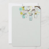 グリーン素朴ブルーのグリーンメイソンジャースフラワーズ結婚ズ 招待状 (裏面)