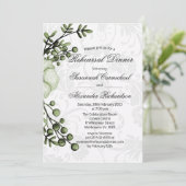 グリーン素朴ブーケとダマスクリハーサルディナー 招待状 (スタンド正面)