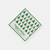 グリーン素朴ベージュツリーパターンネームホリデーパーティー スタンダードカクテルナプキン (角)