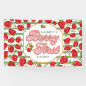 グリーン素朴ホワイトストライプ誕生日ベリーファースト 横断幕 (横)