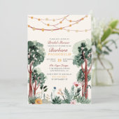 グリーン素朴ボタニカルツリーズユニークブライダルシャワー 招待状 (スタンド正面)