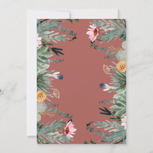 グリーン素朴ボタニカルツリーズユニークブライダルシャワー 招待状 (裏面)