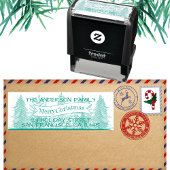 グリーン素朴メリークリスマスツリー差出人住所 セルフインキングスタンプ