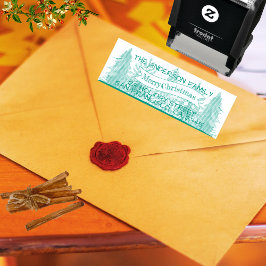 グリーン素朴メリークリスマスツリー差出人住所 セルフインキングスタンプ