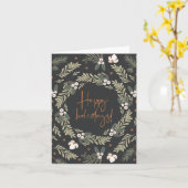 グリーン素朴メリークリスマスホリデーカード カード (黄色い花)