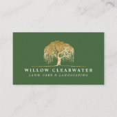 グリーン素朴モダン&金ゴールドウィローツリー造園 名刺 (正面)