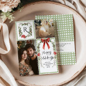 グリーン素朴モノグラムメリークリスマス2写真 シーズンカード