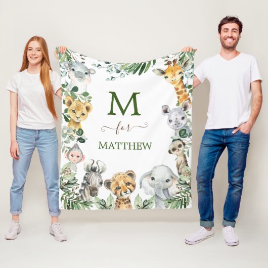 グリーン素朴リーサファリ野生動物男の赤ちゃん フリースブランケット (インサイチュ)
