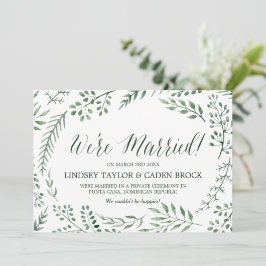 グリーン素朴リースの駆け落ち発表 案内状 (スタンド正面)