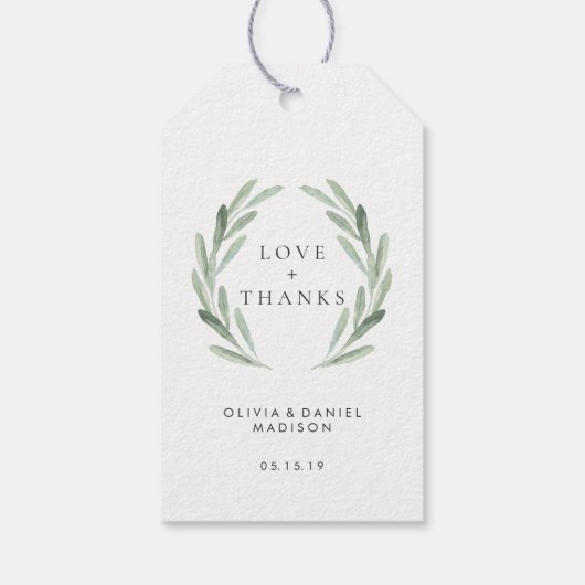 グリーン素朴リースエレガントな結婚式ありがとう ギフトタグ (裏面)