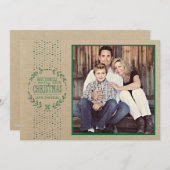 グリーン素朴リースホリデーフォトカード シーズンカード (正面/裏面)