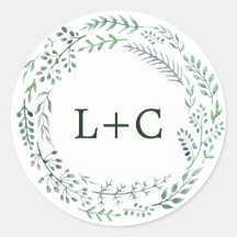 グリーン素朴リース結婚封筒用シール