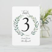 グリーン素朴リース |テーブル番号カード 招待状 (スタンド正面)