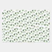 グリーン素朴リーパインクリスマスベリーホリデイボホ ラッピングペーパーシート (正面3)