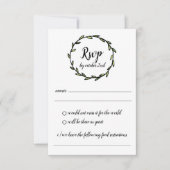 グリーン素朴リーフィリースウェディングRSVP 招待状 (正面)