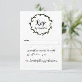 グリーン素朴リーフィリースウェディングRSVP 招待状 (スタンド正面)