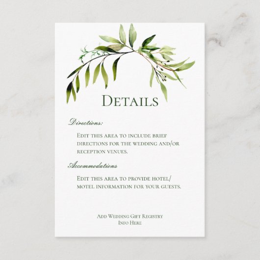 グリーン素朴リーボー結婚ウ詳細 エンクロージャーカード (正面)