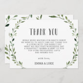 グリーン素朴リーリースベビーシャ男女兼用ワー サンキューカード (正面/裏面)