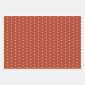 グリーン素朴レッドクリーム水玉模様とストライプ ラッピングペーパーシート (正面3)