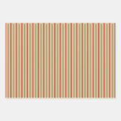 グリーン素朴レッドクリーム水玉模様とストライプ ラッピングペーパーシート (正面)