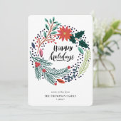 グリーン素朴レッドポインセチアフローラリースシンプル シーズンカード (スタンド正面)