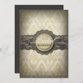 グリーン素朴レースウエスタンカントリーブライダルシャワー 招待状 (正面/裏面)