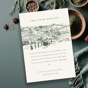 グリーン素朴ワイナリーマウンテンスケッチ結婚ズ詳細 エンクロージャーカード