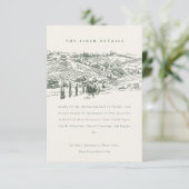 グリーン素朴ワイナリーマウンテンスケッチ結婚ズ詳細 エンクロージャーカード (スタンド正面)