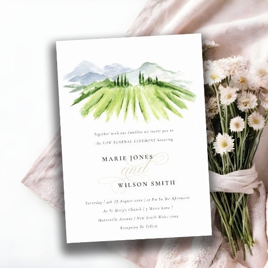 グリーン素朴ワイナリーヴィネヤードボークリニューアル招待状 サンキューカード