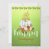 グリーン素朴秋パンプキンハッピーサンクスギビングフラット シーズンカード (正面)