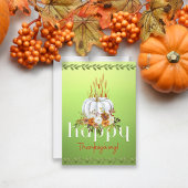 グリーン素朴秋パンプキンハッピーサンクスギビングフラット シーズンカード