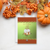 グリーン素朴秋パンプキンハッピーサンクスギビングフラット シーズンカード